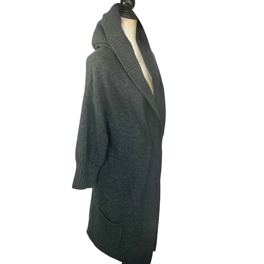 Cassis Lambs Wool Coatigan Cardigan Sweater 3/4 Drop Shoulder Sleeves Grey S M